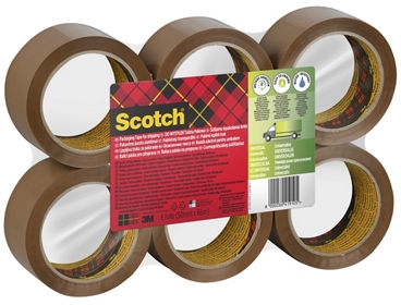 Banda adeziva de ambalare si transport Scotch 3M, maro, 50 mm x 66 m, 6 role/set